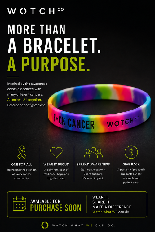 F*CK CANCER rainbow silicone bracelet by WOTCH Co.